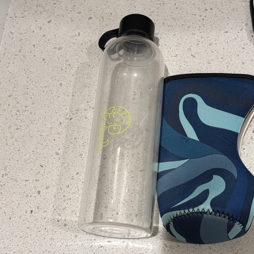 Emilio Pucci Blue and Black Water Bottle with Sleeve